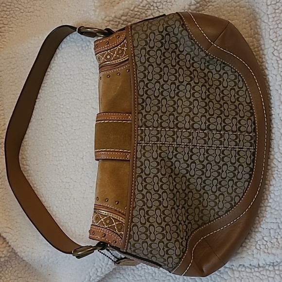 Coach signature studded suede and leather hobo bag - Picture 2 of 7